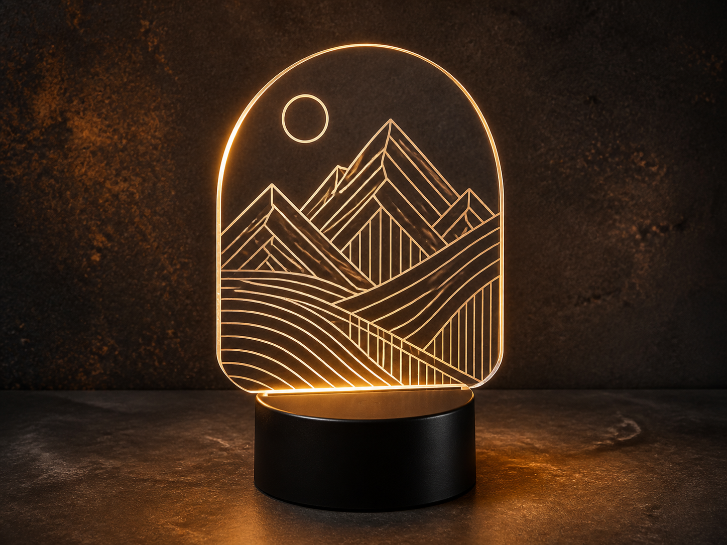 Warm glowing personalized laser-etched acrylic light